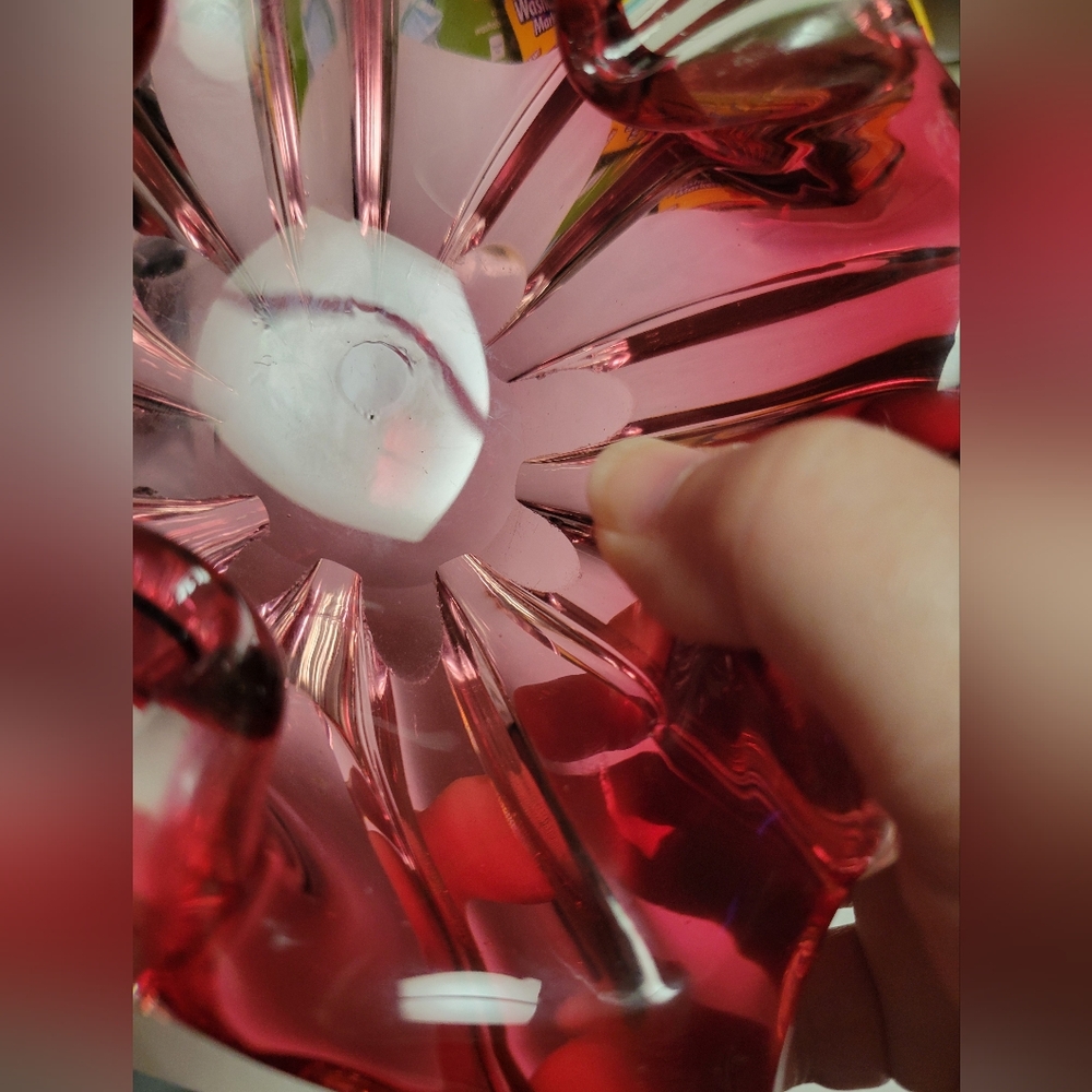 VTG MCM Murano Sommerso Art Glass Ashtray Bowl Square Cranberry Hand Blown RETRO - Picture 6 of 16